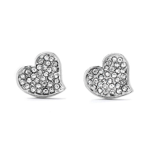 JOY JEWELRY - Silver Cubic Zirconia Earrings HEART (SAC012)