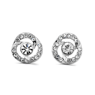 JOY JEWELRY - Silver Cubic Zirconia Earrings FLOWER POST (SAC028)