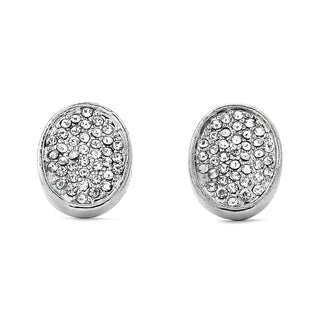 JOY JEWELRY - Silver Cubic Zirconia Earrings OVAL POST (SAC041)