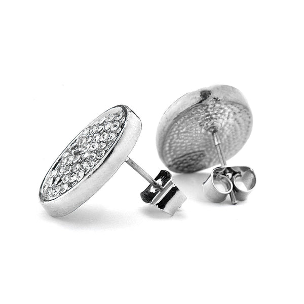 JOY JEWELRY - Silver Cubic Zirconia Earrings OVAL POST (SAC041)