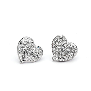 JOY JEWELRY - Silver Cubic Zirconia Earrings HEART (SAC044)