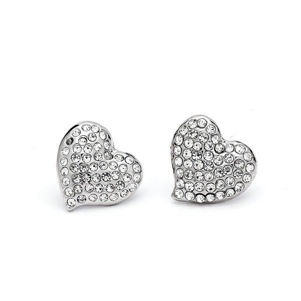 JOY JEWELRY - Silver Cubic Zirconia Earrings HEART (SAC044)