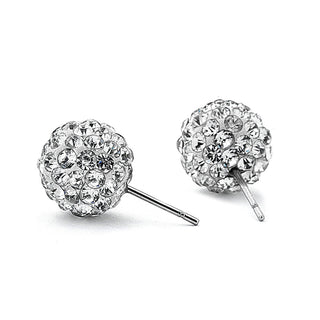 JOY JEWELRY - Silver Cubic Zirconia Earrings ROUND POST (SAC006)