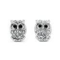 JOY JEWELRY - Silver Cubic Zirconia Earrings OWL (SAC059)