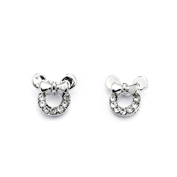 JOY JEWELRY - Silver Cubic Zirconia Earrings MICKY MOUSSE (SAC065)