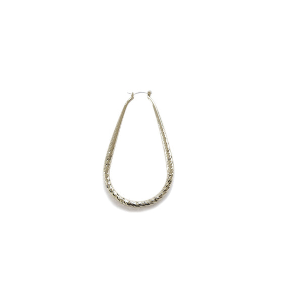 JOY JEWELRY - Silver Oval Diamond Cut Hollow Hoop (SHO03)