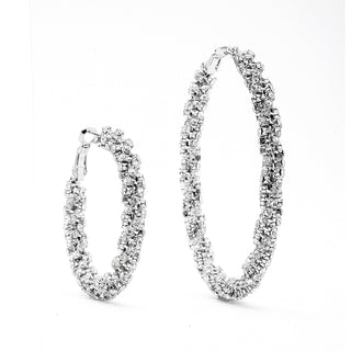 JOY JEWELRY - Silver Large Gem Hoop Earring SJWN03