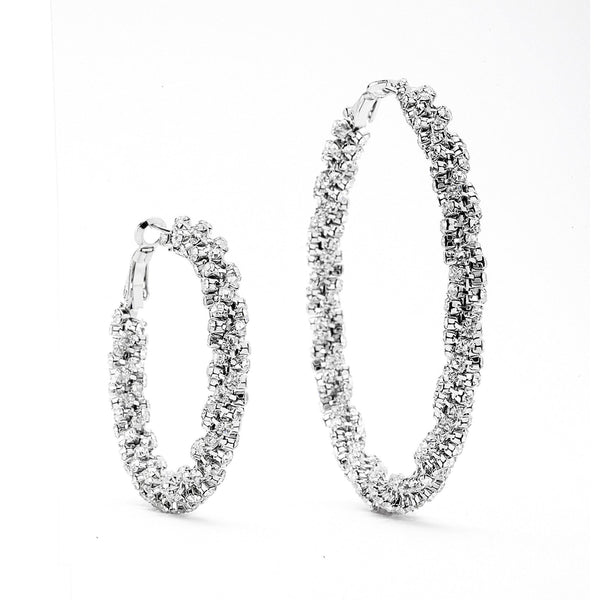 JOY JEWELRY - Silver Large Gem Hoop Earring SJWN03