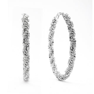 JOY JEWELRY - Silver Large Gem Hoop Earring SJWN03