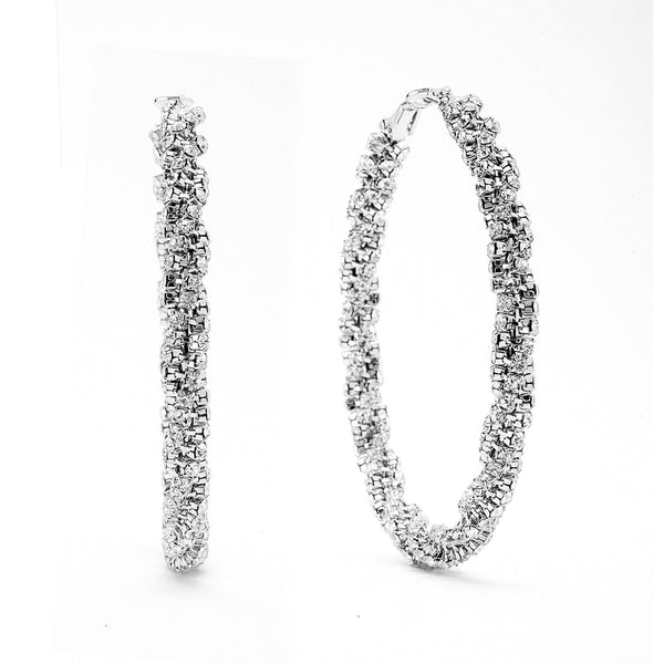 JOY JEWELRY - Silver Large Gem Hoop Earring SJWN03