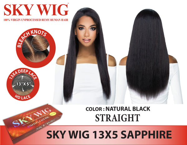 SKY WIG - 100% VIRGIN UNPROCESSED REMY HUMAN 13X5 HD LACE WIG SAPPHIRE