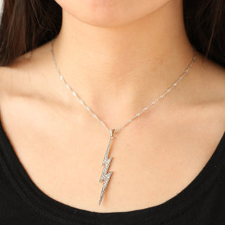JOY JEWELRY - Silver Lightning Key Pendant Necklace (SN148)
