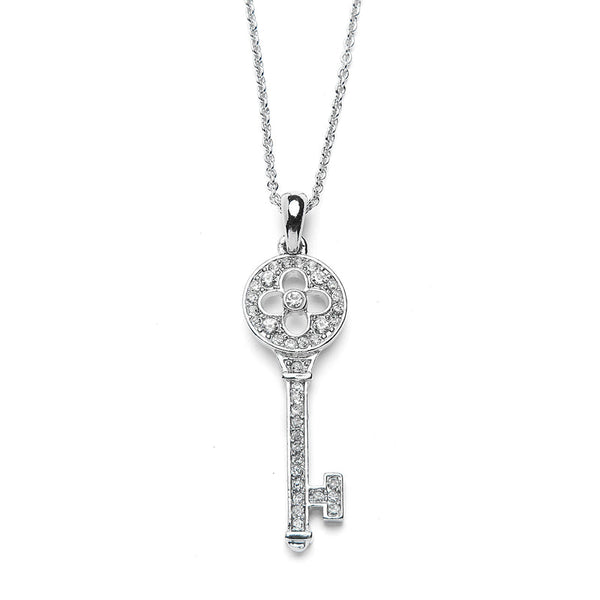 JOY JEWELRY - Silver Large Heart Key Pendant Necklace (SN149)