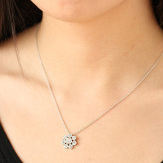 JOY JEWELRY - Silver Flower Pendant Necklace (SN152)