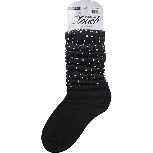 MAGIC COLLECTION - Ladies Slouch Socks W/ Stone