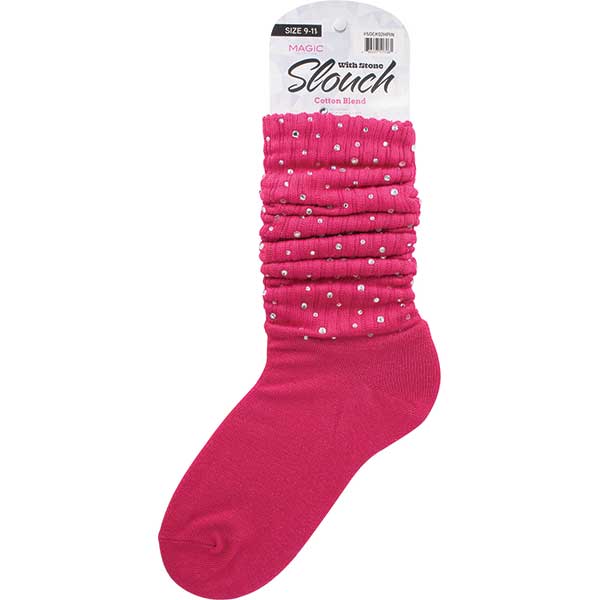 MAGIC COLLECTION - Ladies Slouch Socks W/ Stone