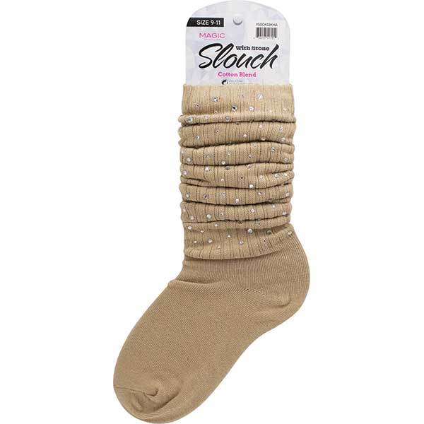 MAGIC COLLECTION - Ladies Slouch Socks W/ Stone