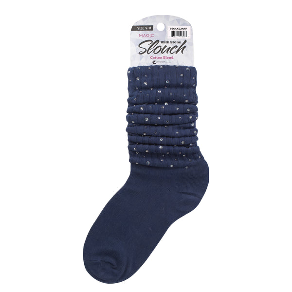 MAGIC COLLECTION - Ladies Slouch Socks W/ Stone