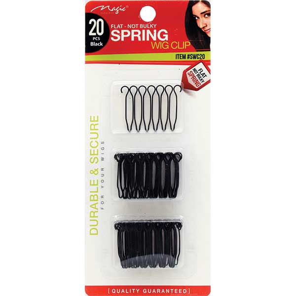 MAGIC COLLECTION - Flat-Not Bulky Spring Wig Clip 20PCs BLACK