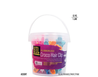 BTL - Rubberized Croco Hair Clip ASSORTED