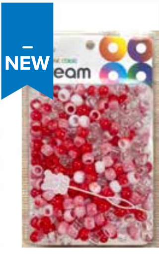 DREAM WORLD - Two Tone Colors Medium Hair Beads Clear & Red 120 PIECES (BR2500RD)