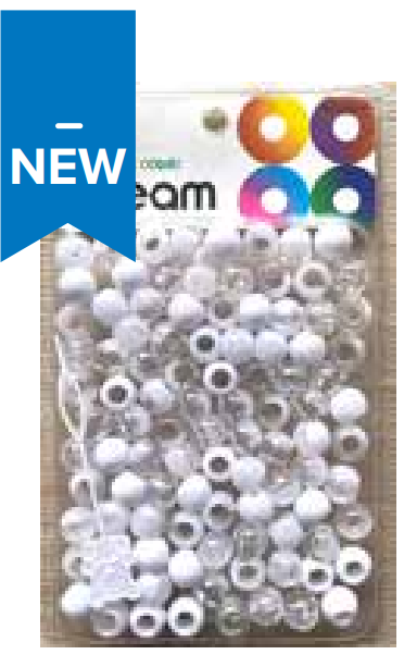 DREAM WORLD - Two Tone Colors Medium Hair Beads Clear & White 120PCs