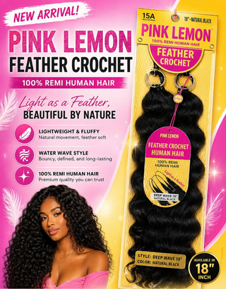 PINK LEMON - 13A 100% HUMAN FEATHER CROCHET DEEP WAVE