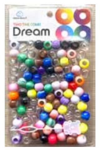 DREAM WORLD - Two Tone colors Medium Hair Beads Clear & Assorted 100 PIECES (BR2500A)