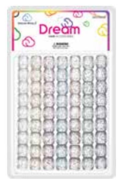 DREAM WORLD - HAIR BEAD 16MM GLITTER ASSORTED 62PC