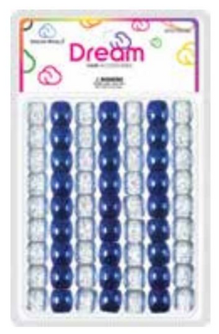 DREAM WORLD - HAIR BEAD 16MM GLITTER BLUE  62PC (BR3100GBL)