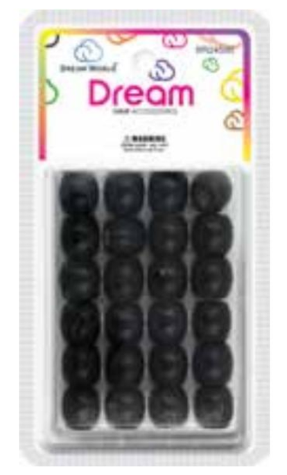 DREAM WORLD - HAIR ACCESSORIES Black Wooden Beads (BR2450B)