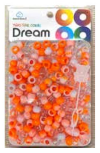 DREAM WORLD - Two Tone Colors Medium Hair Beads Clear & Orange 100 PIECES (BR2500OR)