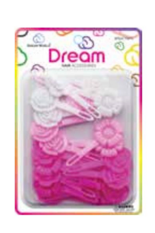 DREAM WORLD - Hair Barrettes Flower MIX PINK 20PCs