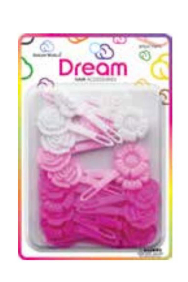 DREAM WORLD - Hair Barrettes Flower MIX PINK 20PCs