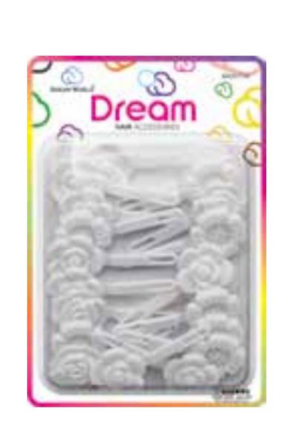 DREAM WORLD - Hair Barrettes Flower WHITE 20PCs