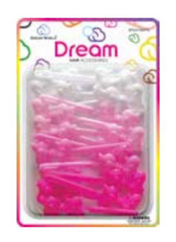 DREAM WORLD - Hair Barrettes Bow Ribbons MIX PINK 15PCs