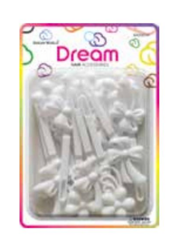 DREAM WORLD - Hair Barrettes JUMBO MIX 2 WHITE 12PCs