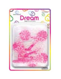 DREAM WORLD - Hair Barrettes Daisy CLEAR & PINK 24PCs