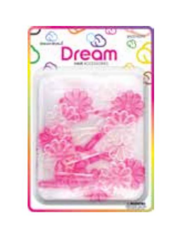 DREAM WORLD - Hair Barrettes Daisy CLEAR & PINK 24PCs