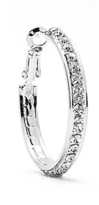 JOY JEWELRY - Silver Small Rhinestone Hoop Earring SJSR1