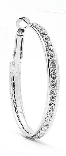 JOY JEWELRY - Silver Small Rhinestone Hoop Earring SJSR2