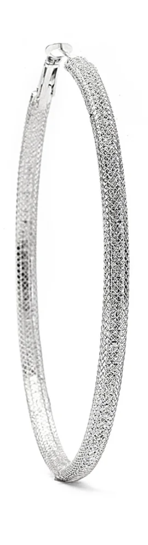 JOY JEWELRY - Silver X-Large Rhinestone Hoop Earring SJM6