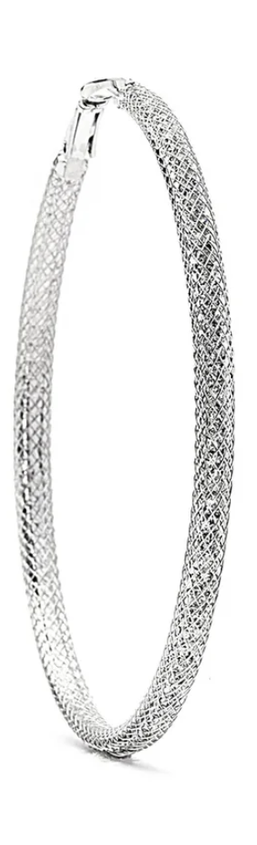 JOY JEWELRY - Silver Large Rhinestone Hoop Earring SJM5