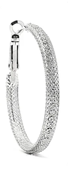 JOY JEWELRY - Silver Small Rhinestone Hoop Earring SJM2