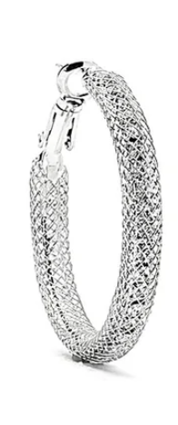 JOY JEWELRY - Silver Small Rhinestone Hoop Earring SJM1