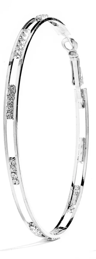JOY JEWELRY - Silver Medium Rhinestone Hoop Earring SJDN3