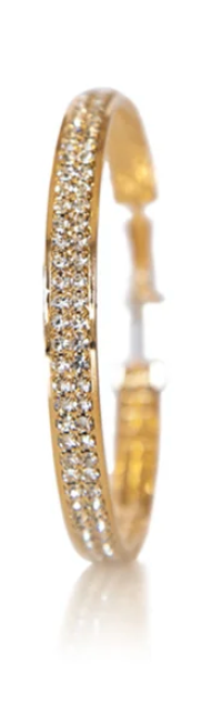 JOY JEWELRY - Gold Small Double Rhinestone Hoop Earring GJDR2