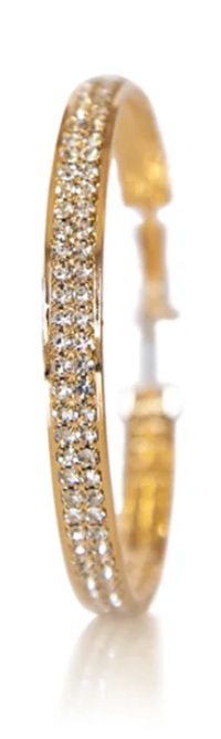 JOY JEWELRY - Gold Medium Double Rhinestone Hoop Earring GJDR3