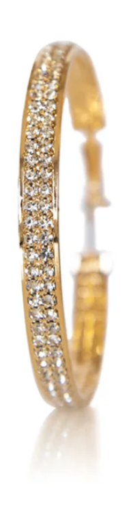 JOY JEWELRY - Gold Large Double Rhinestone Hoop Earring GJDR4