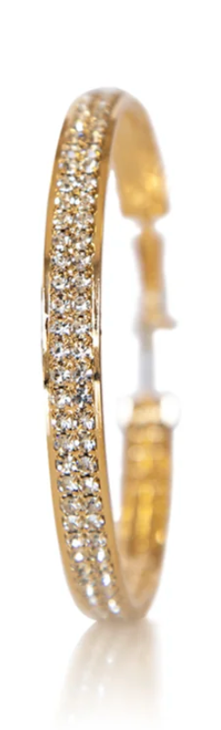 JOY JEWELRY - Gold Large Double Rhinestone Hoop Earring GJDR5
